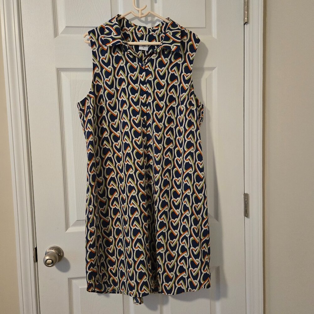 CAbi Amour Dress Sleeveless Collared Button Front Shirt Dress Style 5370 Size XL